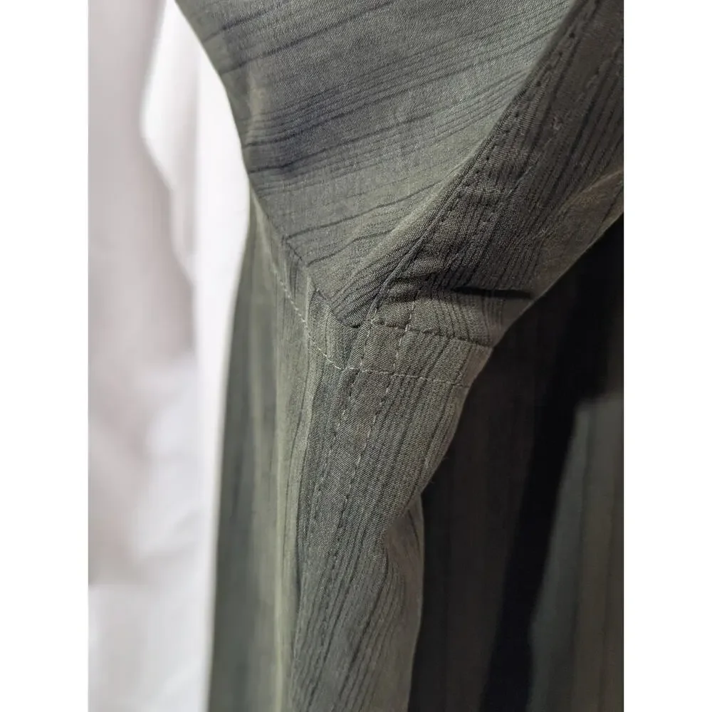 Croft & Barrow Sz XXL Forest Green with Black Pin Stripes Short Sleeve Button Up - Picture 8 of 10
